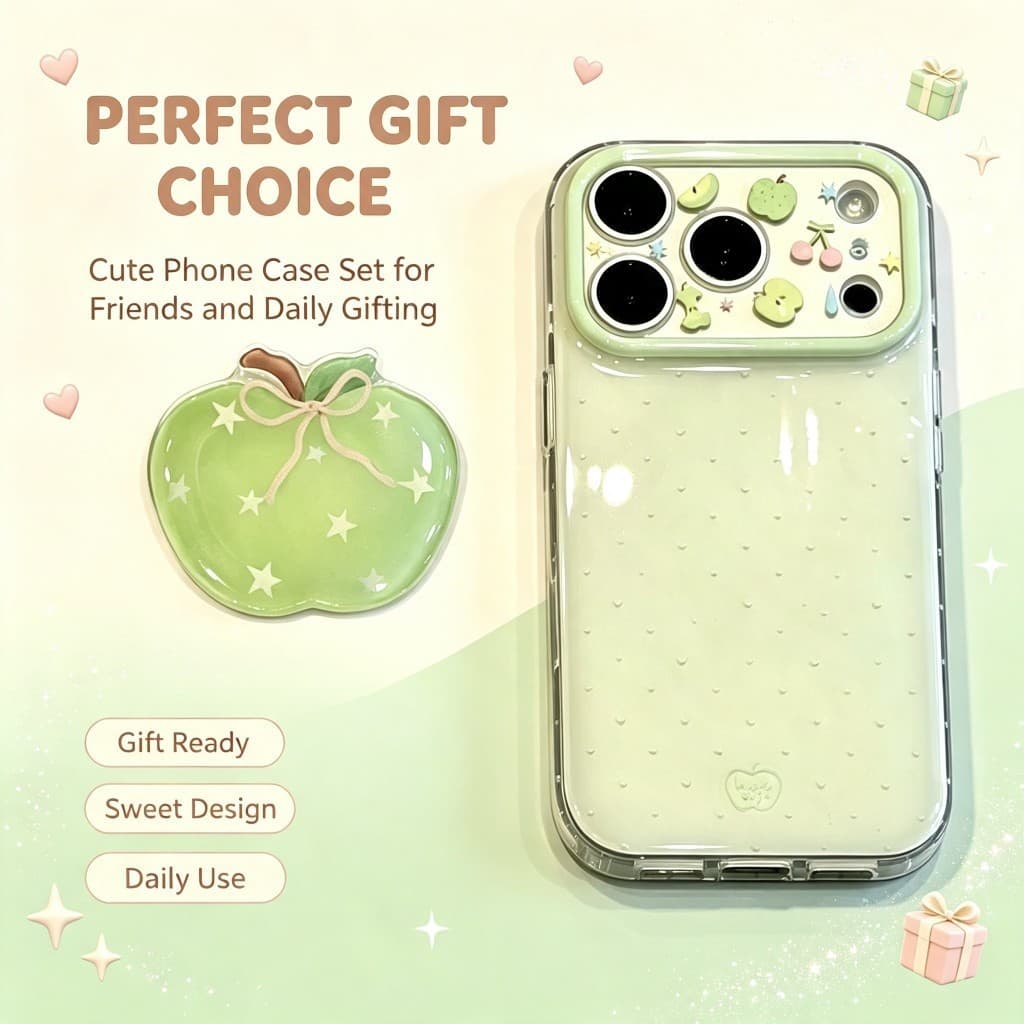 Capa De Telefone TPU Fofa Verde Fresca Apple Dot Para iPhone 12 13 14 15 16 Pro Max Plus Brilhante Macia À Prova De Choq