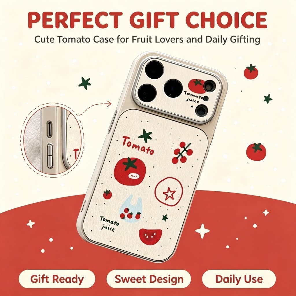 Bonito Tomate Desenhado À Mão iPhone Caso Janela Grande TPU Soft Capa Protetora Prova De Choque Para Telefone