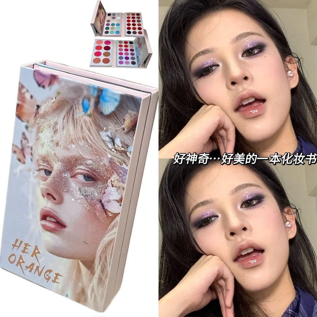 HERORANGE Livro de maquiagem de quatro camadas 62 cores paleta de sombras perolado fosco estroboscópio maquiagem artista