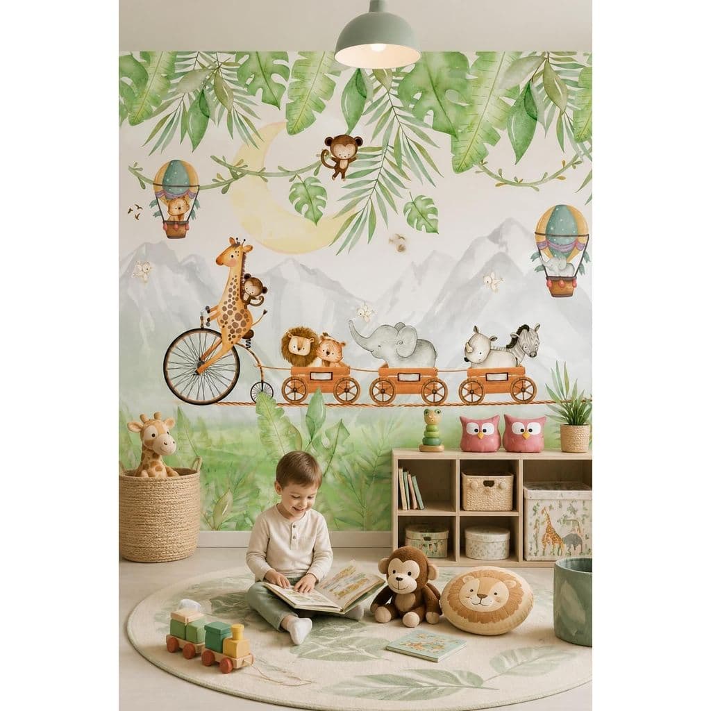 Papel de Parede Infantil Animais e Bicicletas AL 26