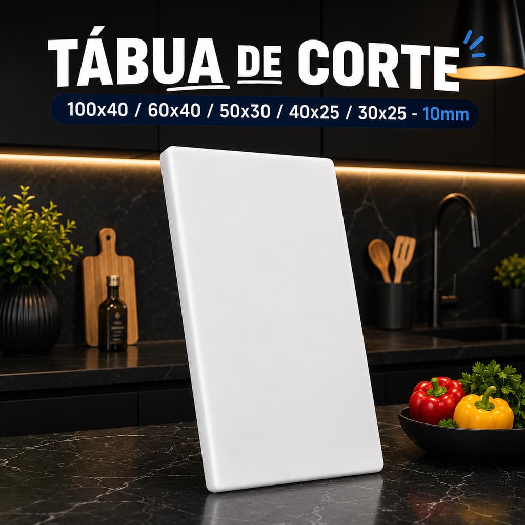 Tabua De Corte 10MM Profissional Antibacteriana Polietileno DIVERSOS TAMANHOS Carnes Legumes Verdura
