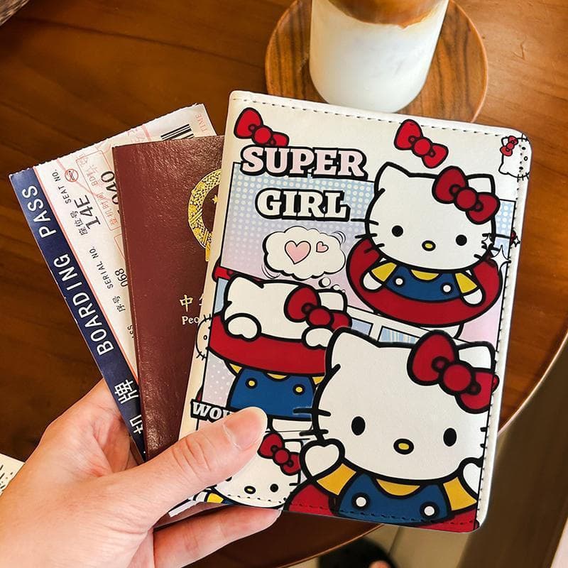 Porta-Passaporte Hello Kitty, Bolsa para Documentos, Capa Protetora, Porta-Cartões Multifuncional para Viagens e LPAP