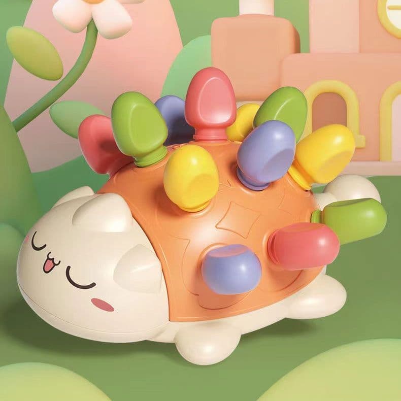 Brinquedo de Montar Ouriço Fofo para Educação Infantil N Baby, para Agarrar e Desenvolver a Percepção Sensorial do Bebê