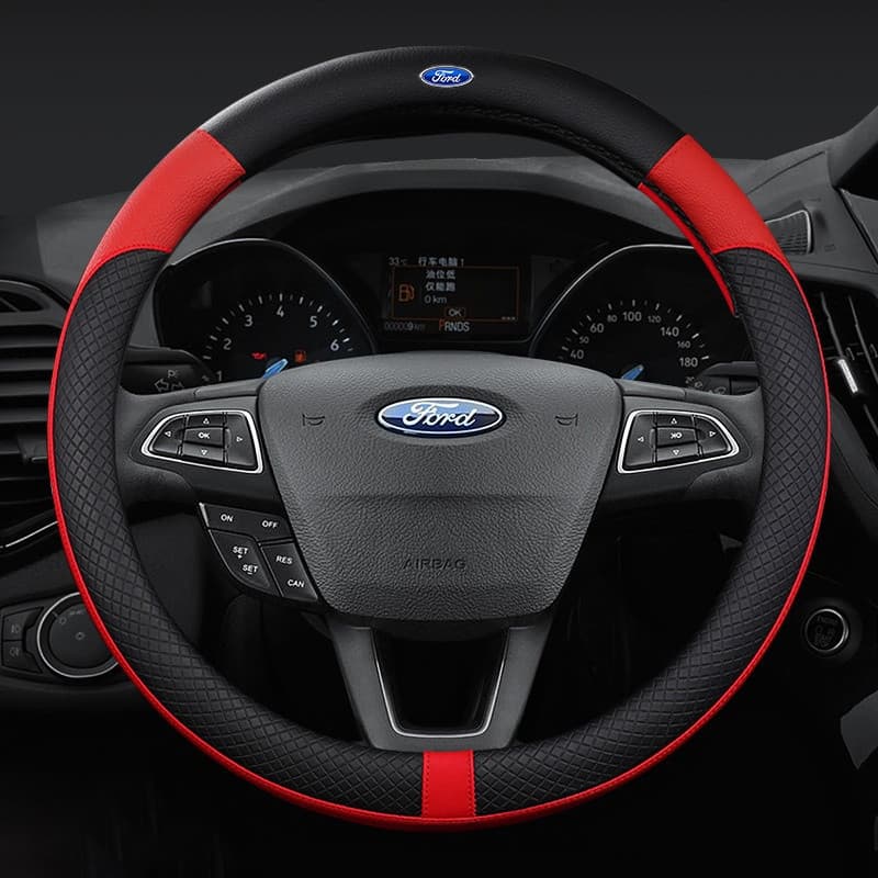Capa de Volante de Couro para Ford Focus, Fiesta, Territory, Ecosport, F150, Novo Design Ultra-Fino e Respirável