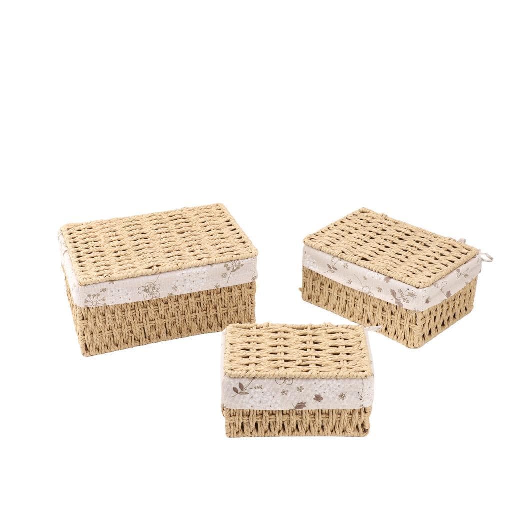 magicstore 3 Pcs Cestas De Armazenamento Tecidas Cesta Organizadora Multifuncional Com Forro De Tecido Para Quarto E Sal