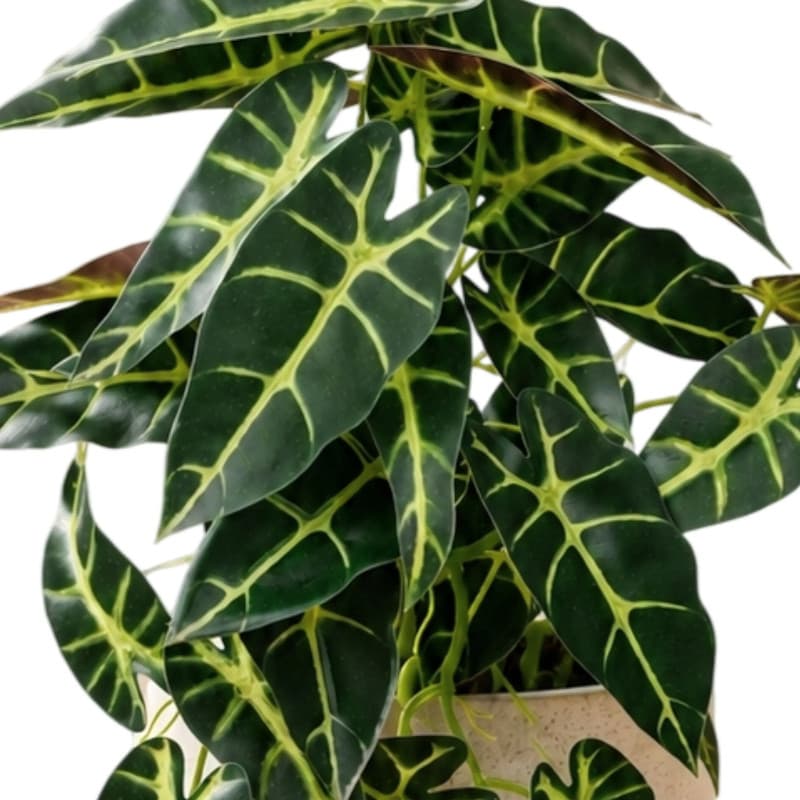 Alocásia Artificial 45cm 29 Folhas Planta Decorativa Realista Folhagem sem Vaso Jardim