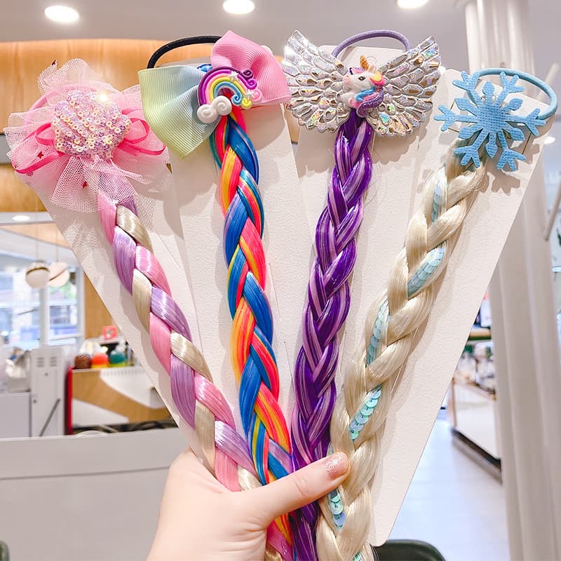 Gravata cabeça corda feminino crianças corda de cabelo menina gravata trança cor peruca trança trançado acessórios para