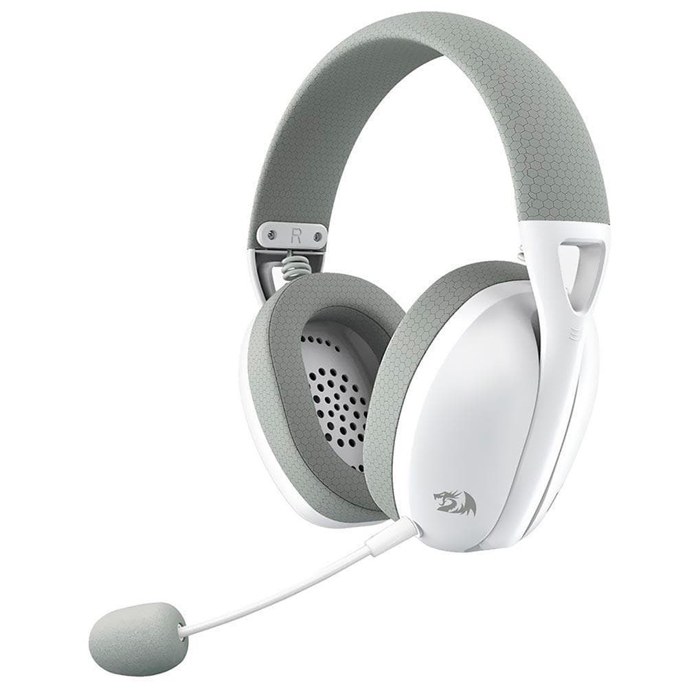 HEADSET GAMER REDRAGON IRE PRO, WIRELESS, DRIVERS DE 40 MM, BRANCO/CINZA
