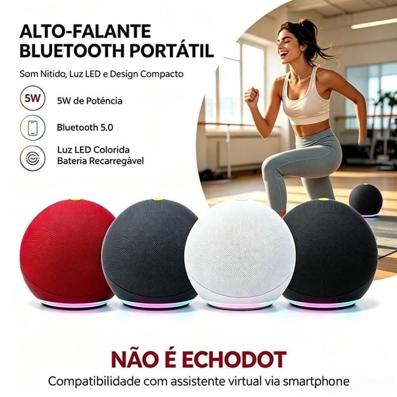 Caixa de Som Alto Falante Bluetooth 5W LED IDALI LIFE Portátil Som Potente janoclick