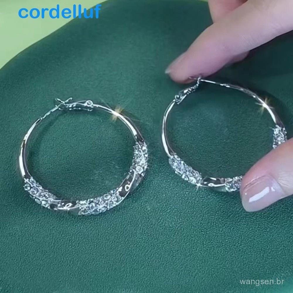 CORDELLUF Brincos Redondos Grandes , De Argola Simples De Luxo Leve , Joias De Orelha Femininas Exageradas De Zircônia