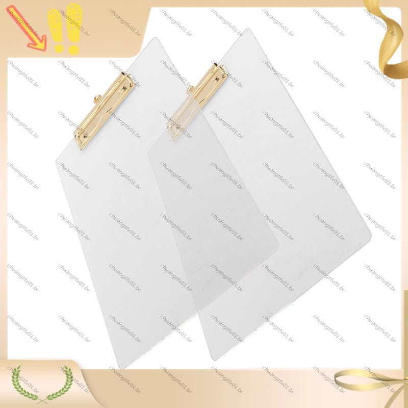 [Promover C] Prancheta De Acrílico Transparente Com 2 Pacotes Clipe Dourado , Tamanho De Letra A4 8.8X12.2 , Escola E Ma