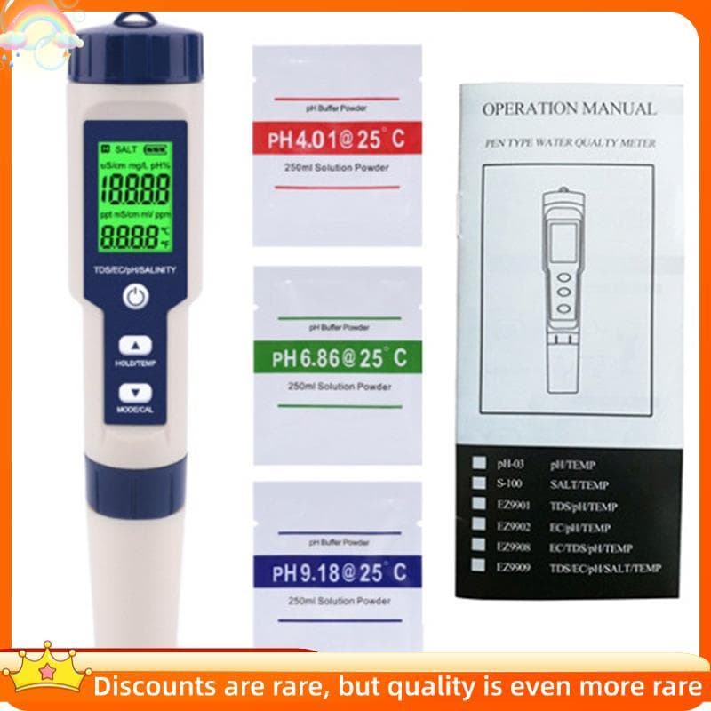 Newsandrainnewdigital Para Piscina De Água Salgada , Spa E Aquário 5 Em 1 Testador De Salinidade PH EC TDS Medidor De Te