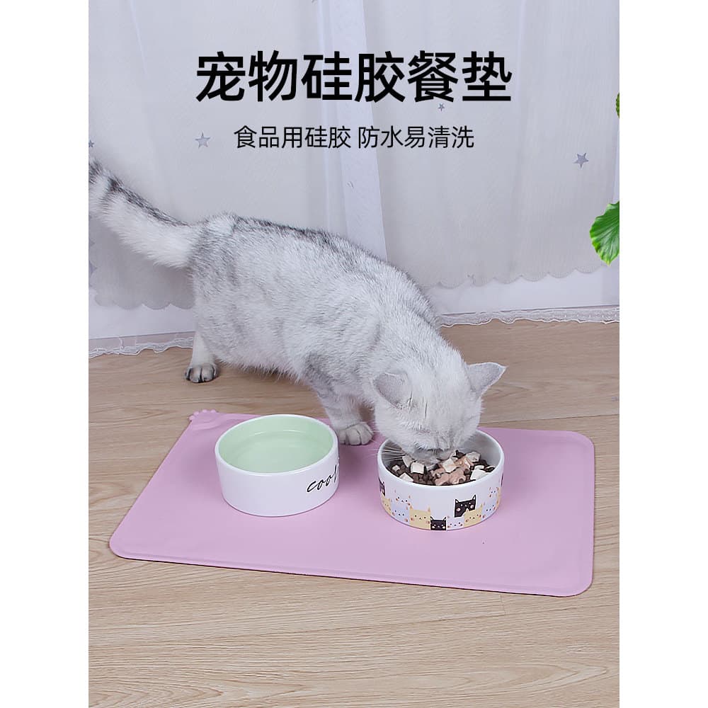 Pet placemat tigela de cão tigela de água Silicone antiderrapante esteira à prova de derramamento fácil de limpar tigela