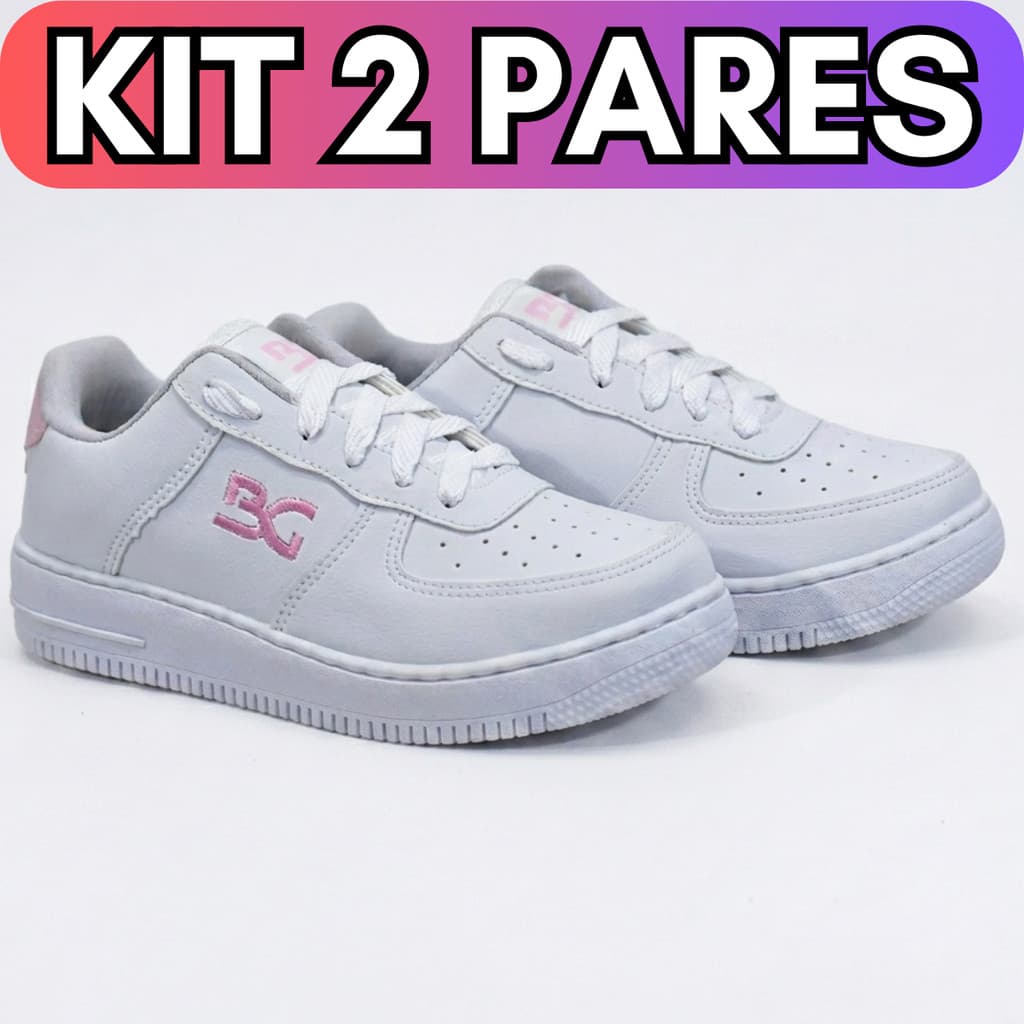 Kit 2 Tênis Feminino Casual  Macio Confortável Antiderrapante Costurado  Menina Mulher 27 a 39