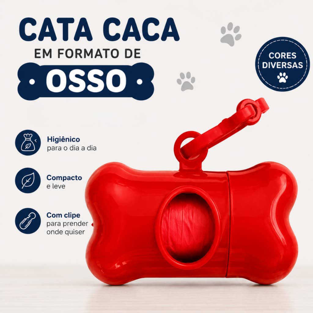Cata Caca para Cachorro com Clipe Porta Saquinho Higiênico