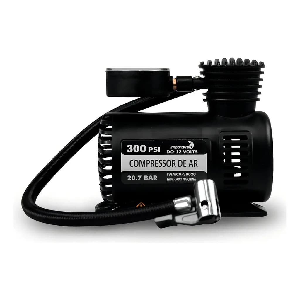 Compressor De Ar Elétrico Portátil Importway Iwmca30020 0.082hp Preto 12v
