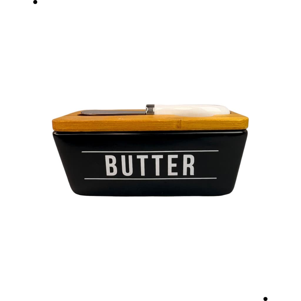 Manteigueira Manhattan PRETA 400Ml Elegante Moderna Tampa Plástica Mesa Café Cozinha Servir
