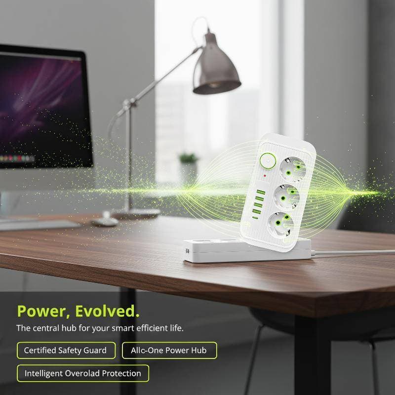 KR Europe Plug Power Strip 220V Extensão Soet Com Portas USB Tipo C Para Uso Diário Em Home Office