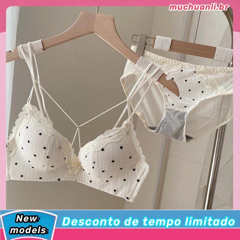 Puro desejo Polka Dot roupa interior feminina sem fio seios pequenos reunidos superior engrossado olhar grande não vazio