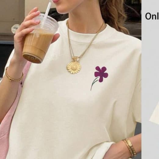 Camiseta Feminina Blusa Flor Roxa 100% Algodão