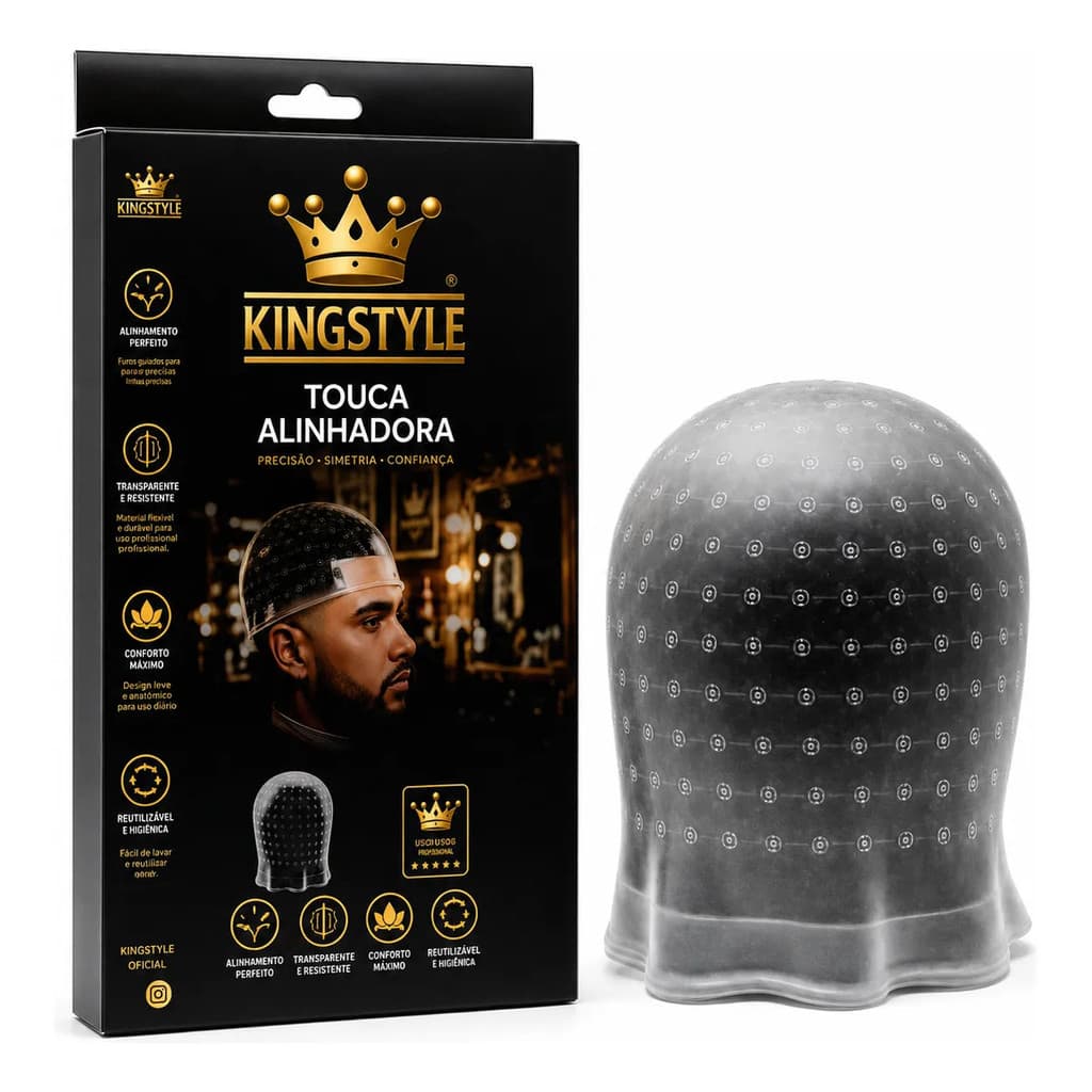 Touca p/ Mechas, Reflexo Bolinha Kingstyle Silicone Transparente Alinhada, Profissional Barbeiro Luzes Caroço Nevou