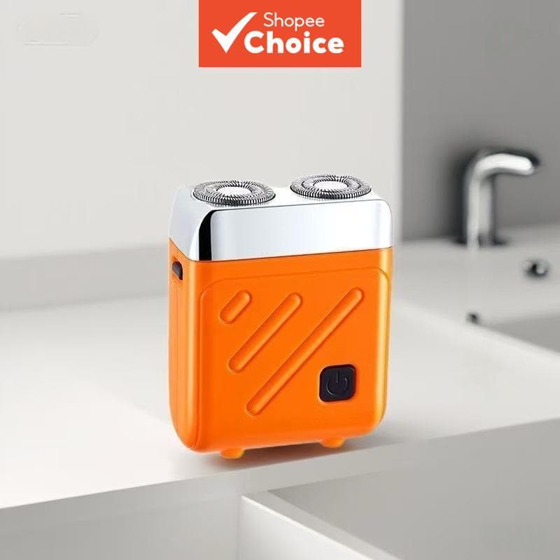Barbeador Elétrico Portátil de Anel Duplo Giratório para Homens, Recarregável por USB, Uso Úmido ou Seco, à Prova