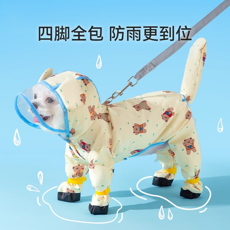 Selo completo urso com tudo incluído pernas podem tração Teddy Bichon dia chuvoso viagem roupas para cães pequeno cão Pe