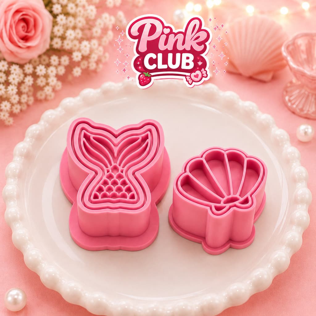 Kit 2 Ejetores de Brigadeiro Cauda de Sereia e Concha para Festa e Confeitaria