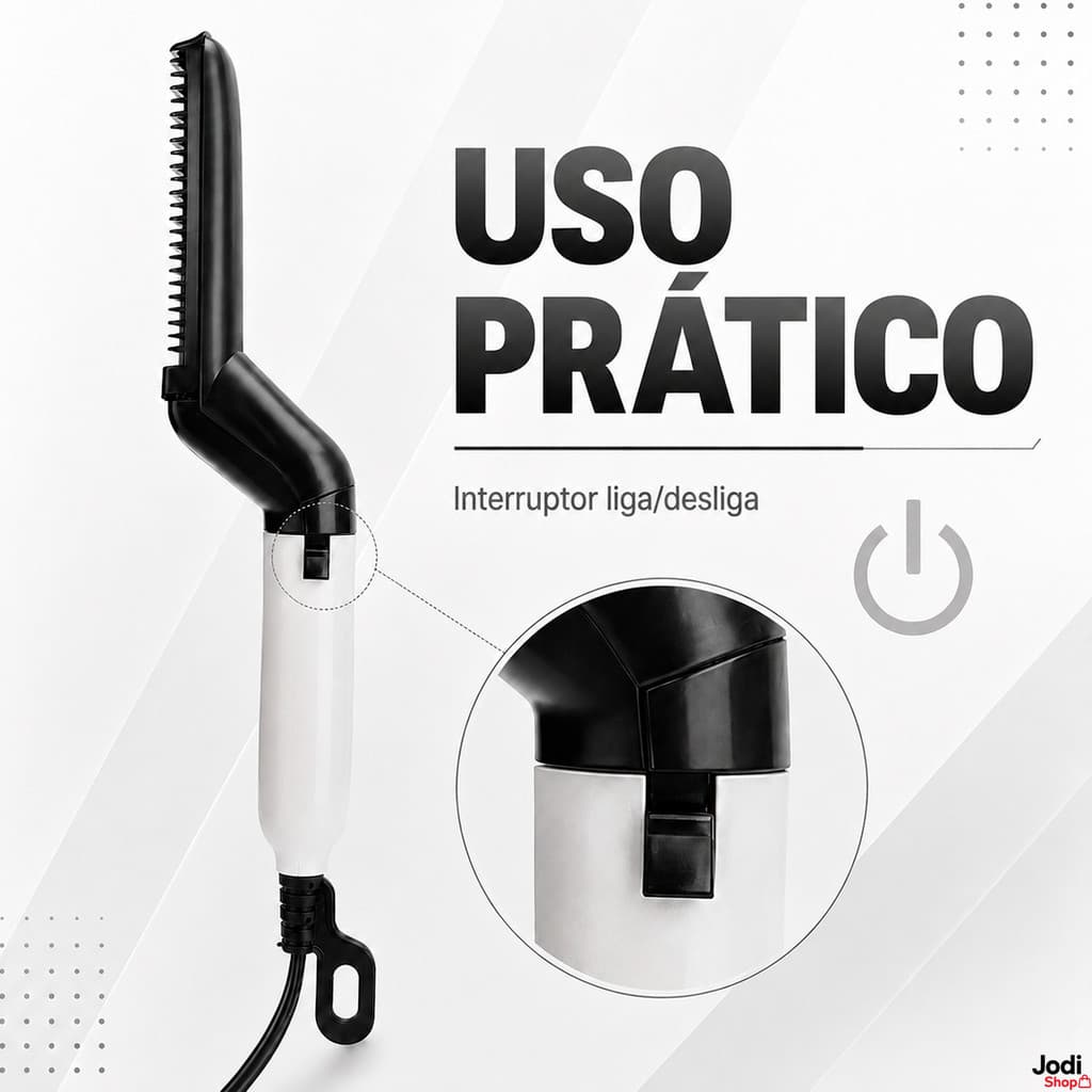 Pente Alisador Elétrico para Barba e Cabelo com Aquecimento 10W e Pente Removível