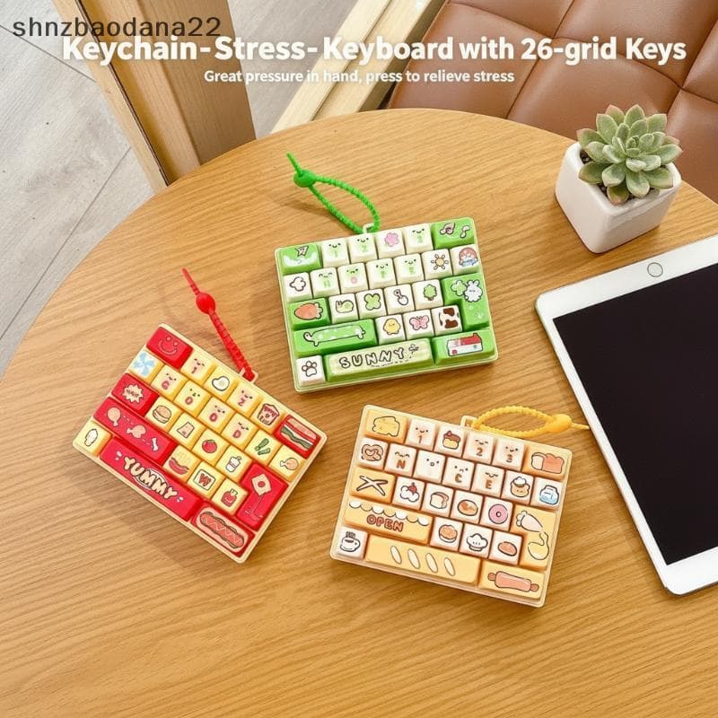 [Shnzd] Mini Teclado Fidget Com Tema De Pão , Brinquedo De Desenho Animado , Impressão De Comida , Alívio Do Estresse Se