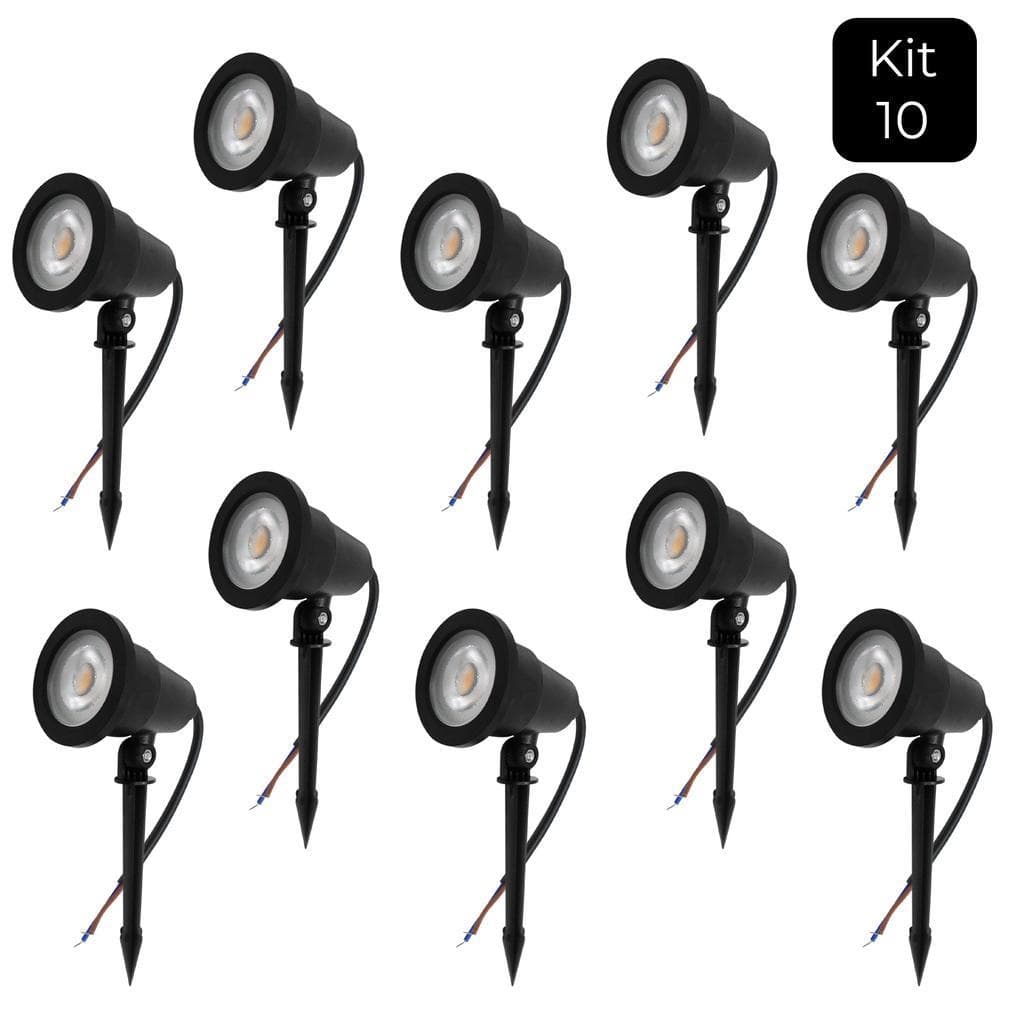 Kit 10 Luminária Espeto Jardim LED 7w Cob Prova Dagua Bivolt Iluminação Externa para Grama Jardim Fachada Árvores IP65