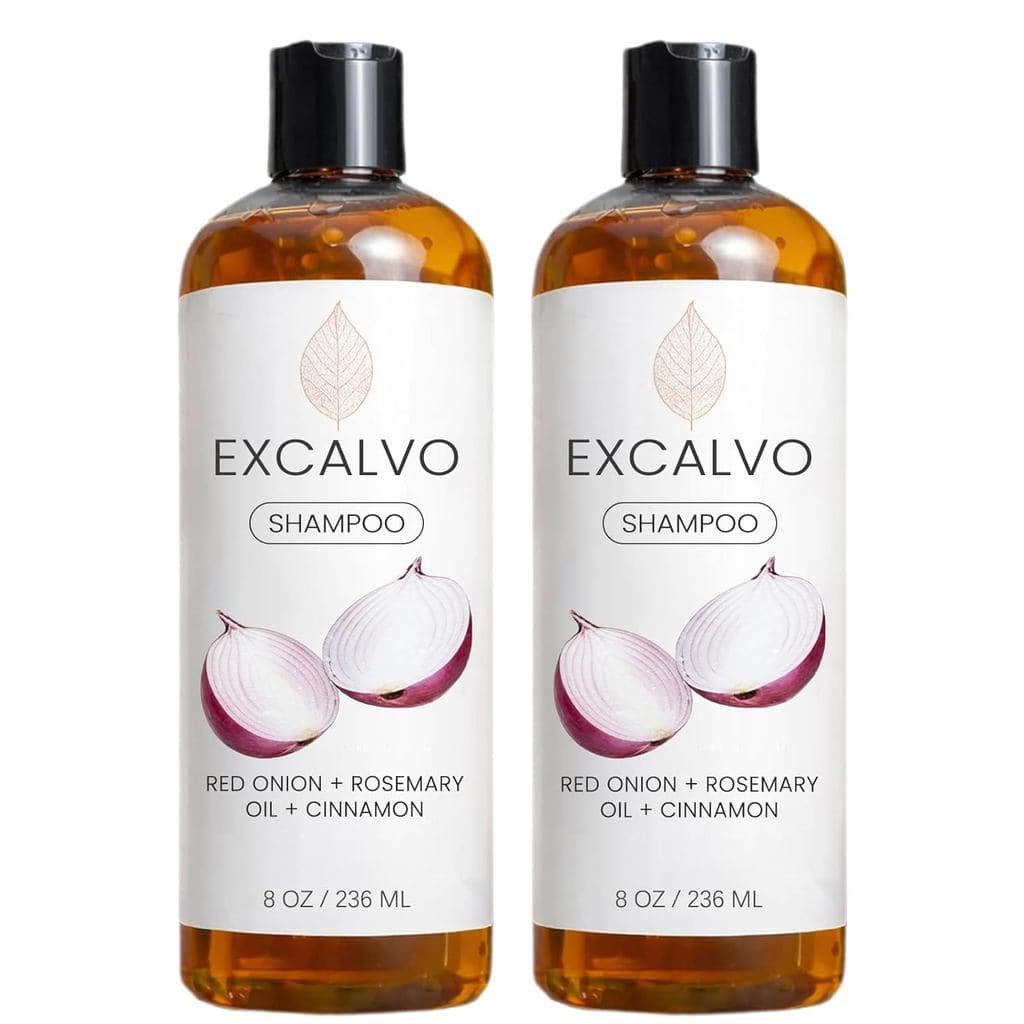 Shampoo de Cebola, EXCALVO Shampoo para Homens com Óleo de Alecrim, Cebola Vermelha, Extrato de Canela, Fortalece as Raí
