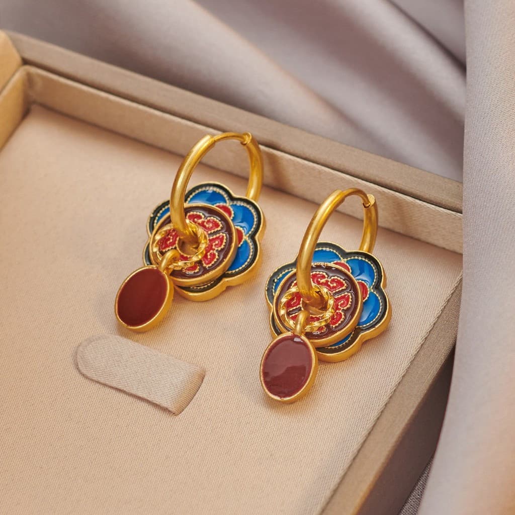 Brincos esmaltados retrô, Design de nicho de alta qualidade, várias maneiras de usar, brincos da moda 11.12