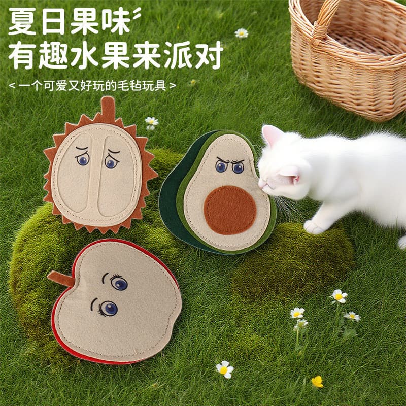 Brinquedo de gato de feltro auto-feliz gato provocando vara contém inseto Gall fruta pequeno sino voz brinquedo de gato
