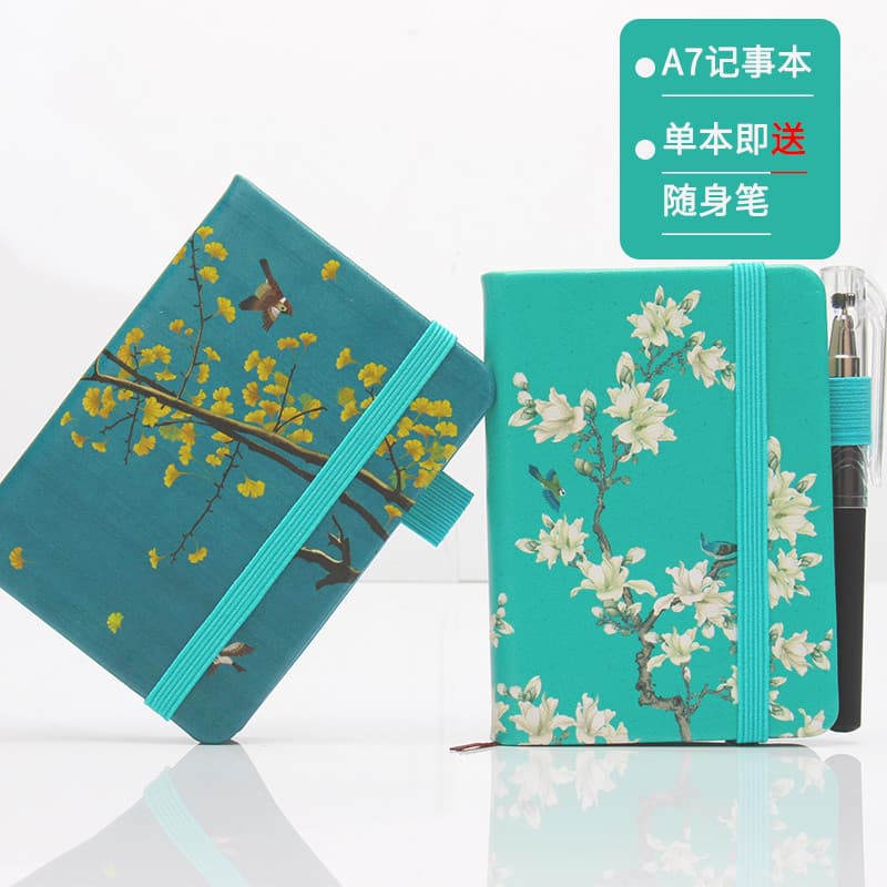 Estilo chinês página em branco bloco de notas pássaro pintado caderno Mini caneta caso nacional na moda diário inserir c