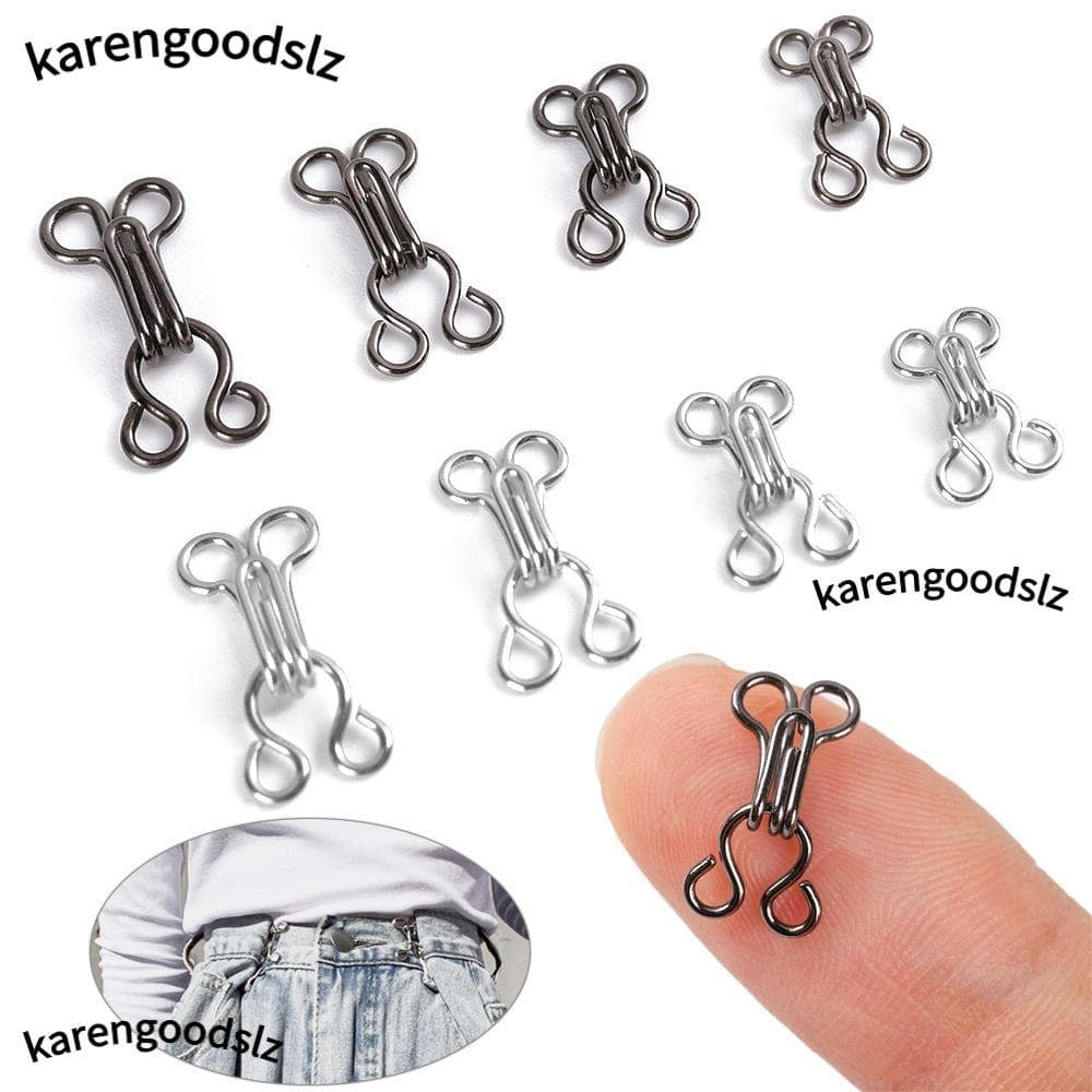 KARENGOODS 100 Peças Colar Botão Invisível Metal Preto/Prata Acessórios De Costura Faça Você Mesmo Gancho De Roupa Íntim