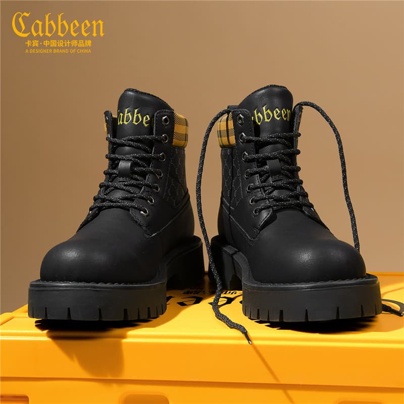 Cabbeen/capbeen Martin botas masculinas 2026 novos sapatos masculinos verão preto botas de couro de alta qualidade botas