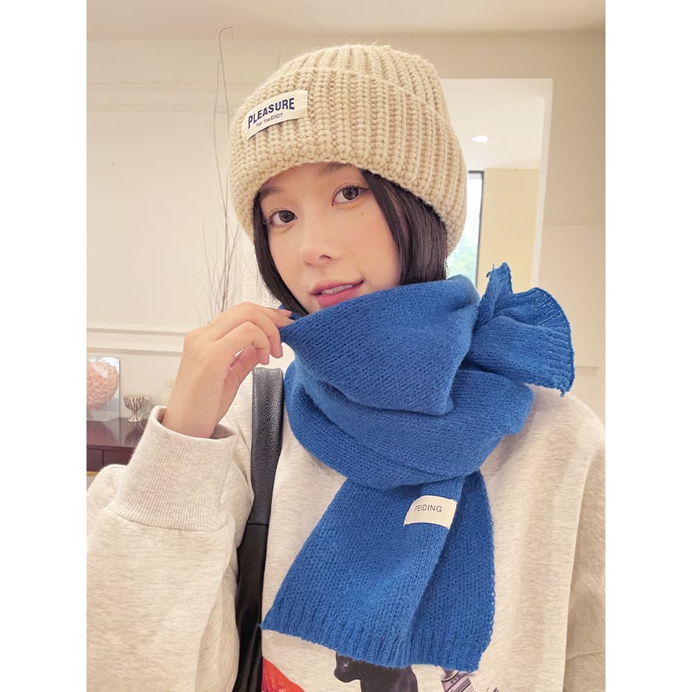 Cachecol feminino inverno 2024 novo estilo cachecol de lã versão coreana moda quente cachecol cor sólida malha pescoço p