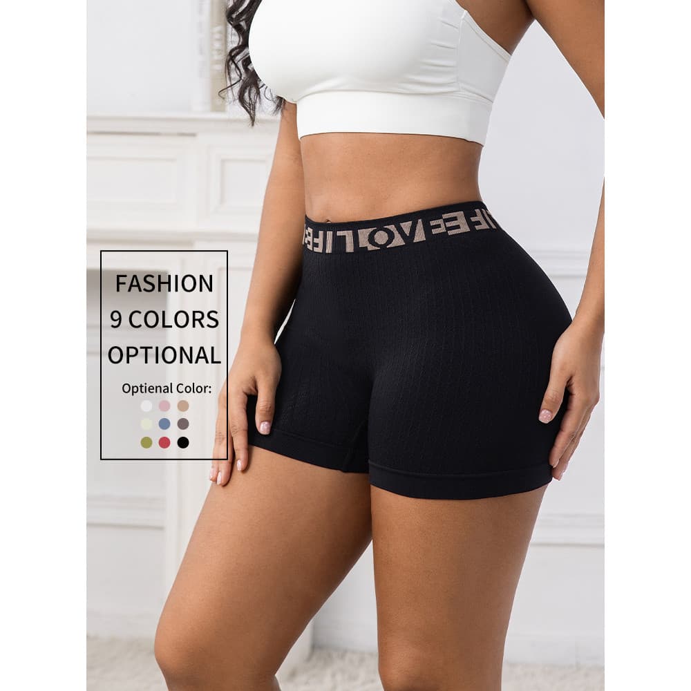 Carta cintura alta senhoras shorts esportivos casa lazer exercício de Fitness abdômen shorts respirável alta elástica se