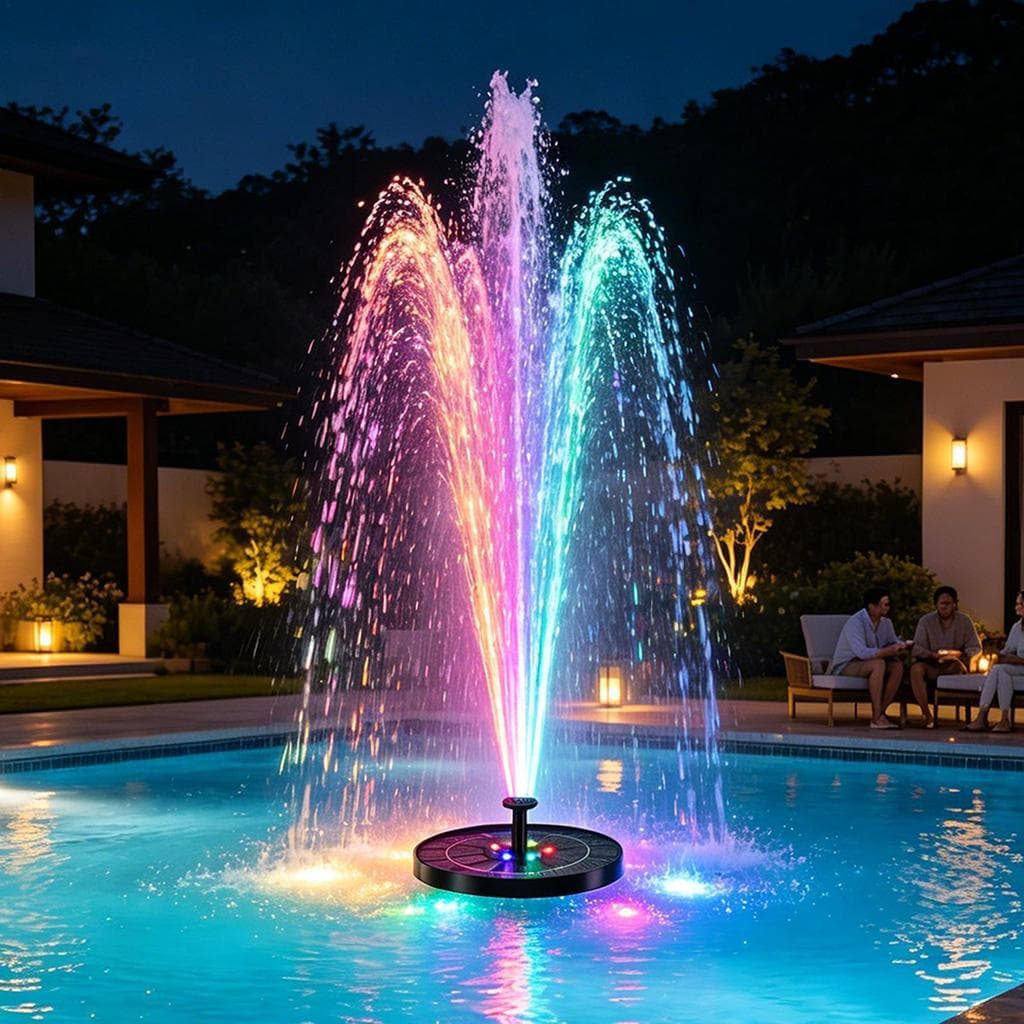 Fonte De Banho Para Pássaros , Bomba De Água De Com Luzes , Brinquedos Solares Flutuantes Jardim Ao Ar Livre Mueadybr