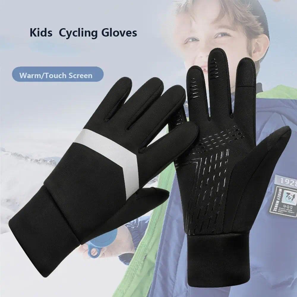 Crianças Esporte Ao Ar Livre Thermo Ciclismo Luvas À Prova Dwaterproof Água Correndo Com Anti-Deslizamento Refletir De V