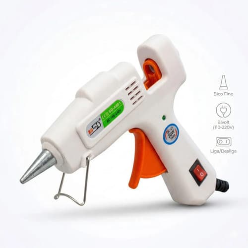 Pistola De Cola Quente Fina 20w 7mm Artesanato Cb Atacado Branco 127/220v