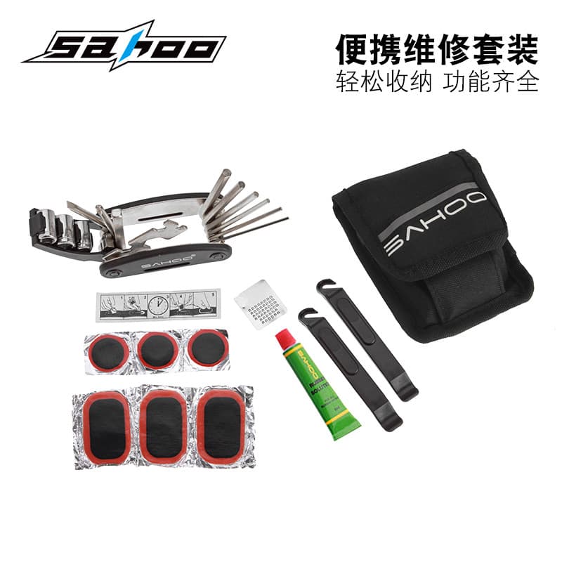SAHOO Kit de ferramentas para bicicleta Ferramenta para reparo de bicicleta Kit de ferramentas para reparo de pneus 2104