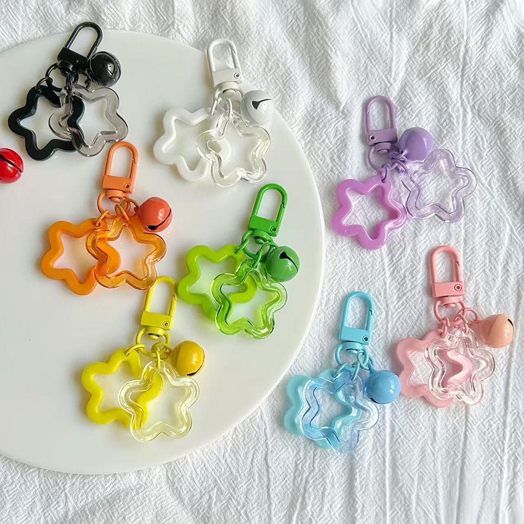 Verão infantil pingente chaveiro acessórios sem fio fone de ouvido caso jóias requintado doce cor oco estrela de cinco p