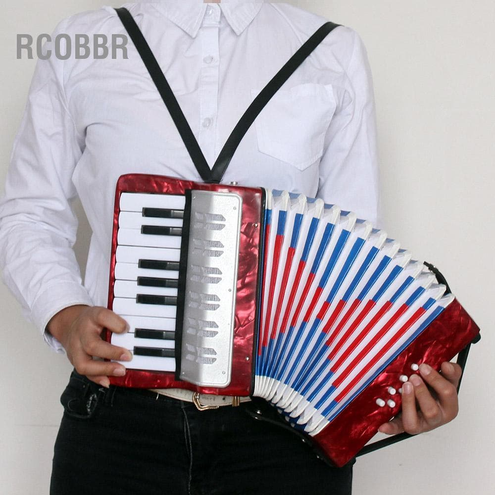 Rcobbr Instrumento musical acordeão infantil, mini brinquedo de 17 teclas e 8 baixos, som nítido requintado com alça