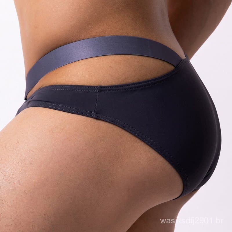 Cuecas Masculinas De Verão Para Boate De Cintura Baixa Em U Convexo De Seda Gelada Triangulares Finas