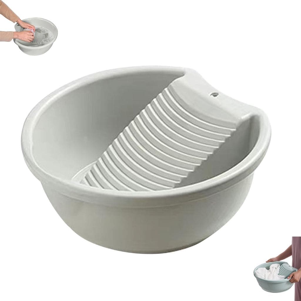 Bacia de Lavagem para Lavar Roupas à Mão, Bacia de Plástico Antiderrapante com Tábua de Lavar Integrada para Lavanderia,