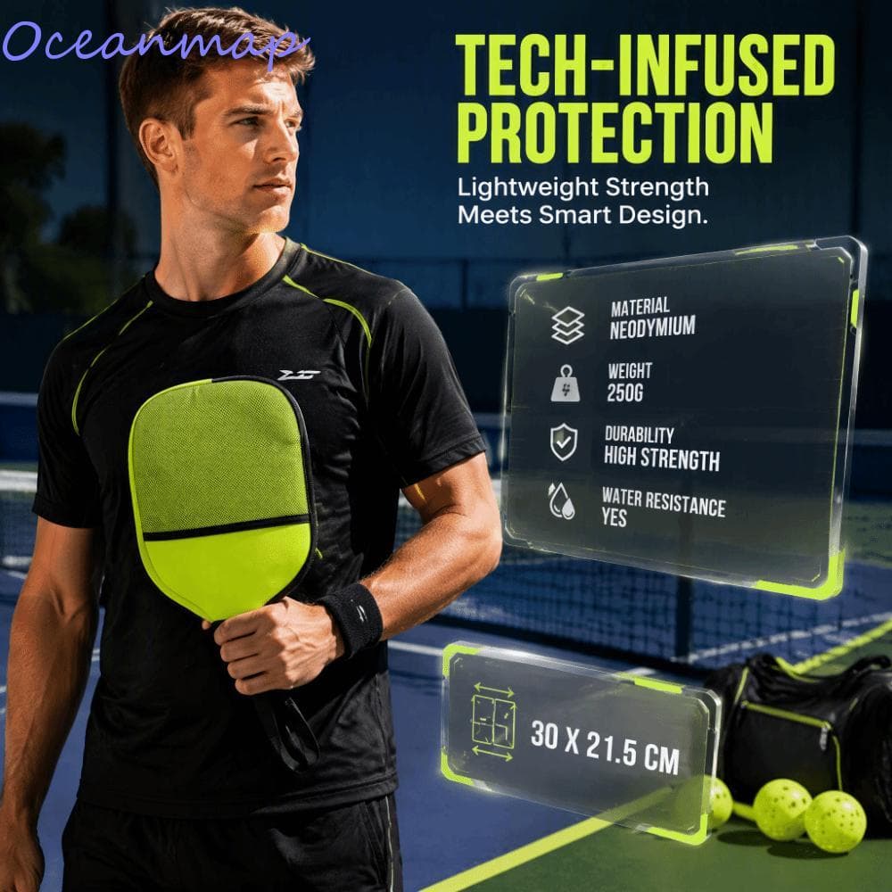 Capa Para Raquete De Pickleball OCEANMAP , Bolsa Com Zíper De Bolso De Malha , Estojo Remo , Resistente Ao Desgaste