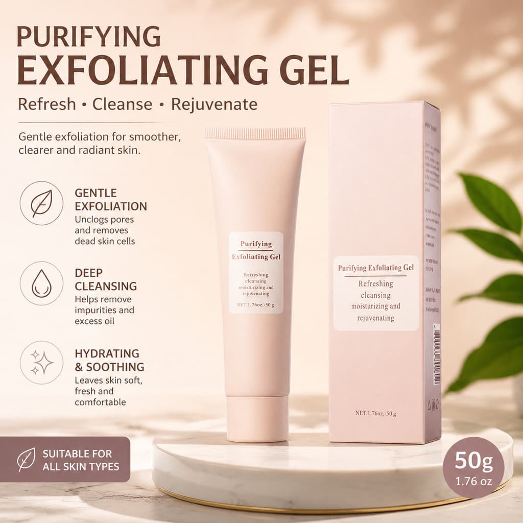 Creme gel esfoliante para remover a pele morta, cuidado facial hidratante e rejuvenescedor.