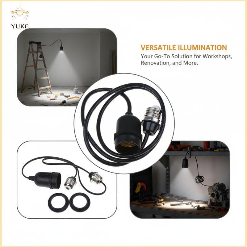 YUKE E27 Base De Lâmpada Externa Suporte À Prova D'água 110-240V Cabo De Extensão Para Iluminação De Caminho De Galpão B